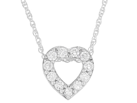 White Lab-Grown Diamond H SI Rhodium Over Sterling Silver Heart Pendant With Chain 0.25ctw