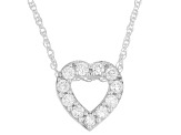 White Lab-Grown Diamond H SI Rhodium Over Sterling Silver Heart Pendant With Chain 0.25ctw