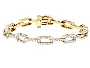 White Lab-Grown Diamond H SI 14K Yellow Gold Over Sterling Silver Bracelet 3.50ctw