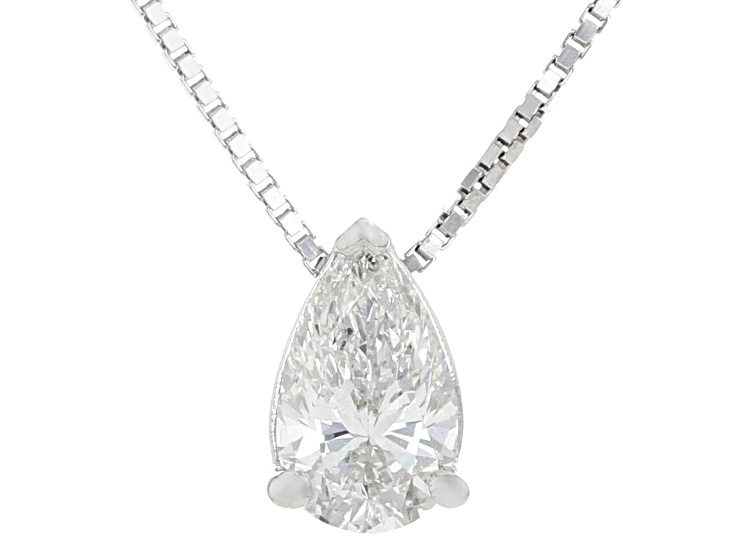 White Lab-Grown Diamond G SI2 Rhodium Over Sterling Silver Slide Pendant With Chain 0.50ct
