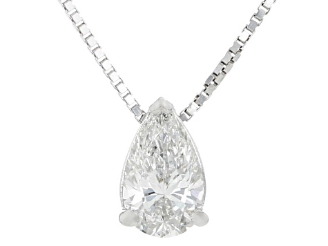 White Lab-Grown Diamond G SI2 Rhodium Over Sterling Silver Slide Pendant With Chain 0.50ct