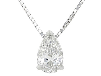 Picture of White Lab-Grown Diamond G SI2 Rhodium Over Sterling Silver Slide Pendant With Chain 0.50ct