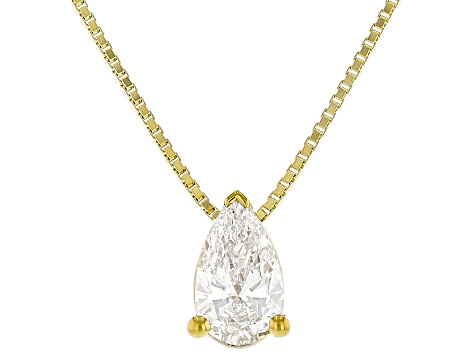 White Lab-Grown Diamond G SI2 14K Yellow Gold Over Sterling Silver Slide Pendant With Chain 0.50ct
