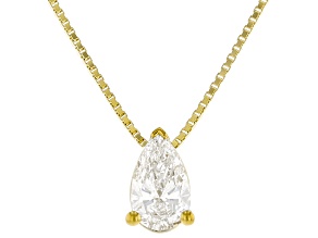 White Lab-Grown Diamond G SI2 14K Yellow Gold Over Sterling Silver Slide Pendant With Chain 0.50ct