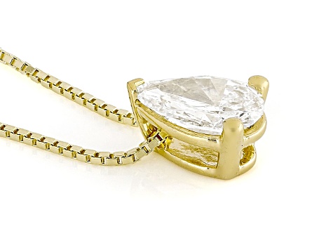 White Lab-Grown Diamond G SI2 14K Yellow Gold Over Sterling Silver Slide Pendant With Chain 0.50ct