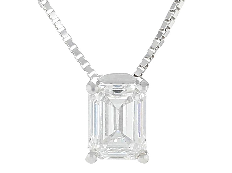 White Lab-Grown Diamond G SI2 Rhodium Over Sterling Silver Slide Pendant With Chain 0.50ct