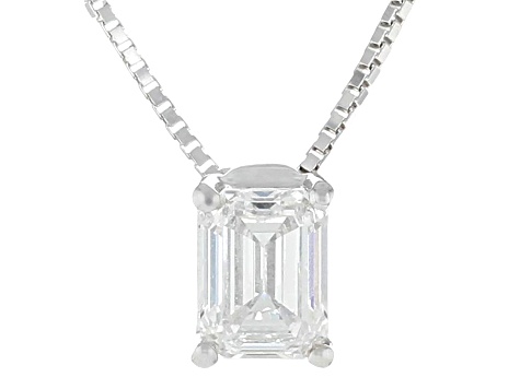 White Lab-Grown Diamond G SI2 Rhodium Over Sterling Silver Slide Pendant With Chain 0.50ct