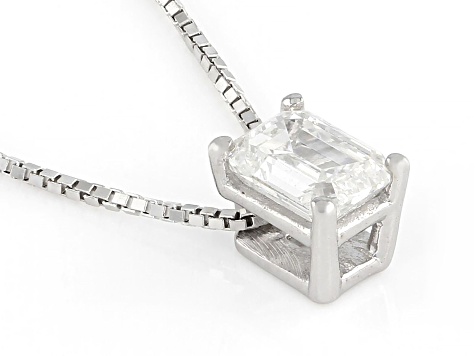 White Lab-Grown Diamond G SI2 Rhodium Over Sterling Silver Slide Pendant With Chain 0.50ct