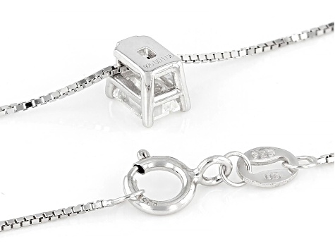 White Lab-Grown Diamond G SI2 Rhodium Over Sterling Silver Slide Pendant With Chain 0.50ct