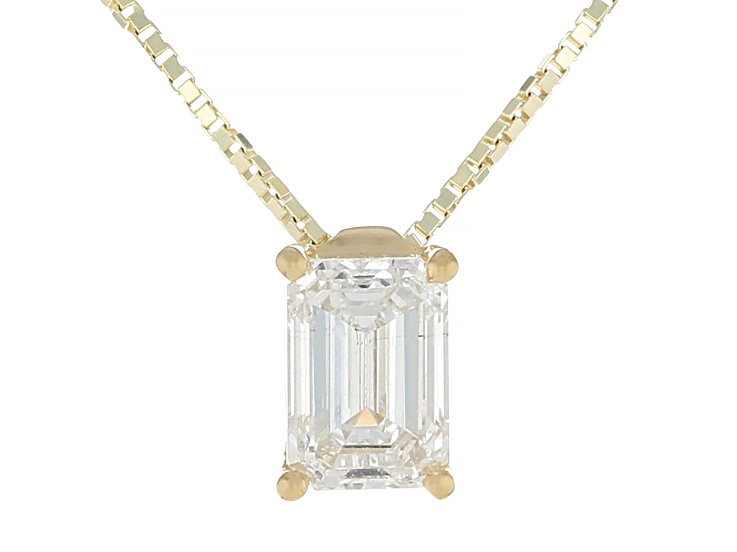 White Lab-Grown Diamond G SI2 14K Yellow Gold Over Sterling Silver Slide Pendant With Chain 0.50ct