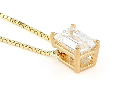 White Lab-Grown Diamond G SI2 14K Yellow Gold Over Sterling Silver Slide Pendant With Chain 0.50ct