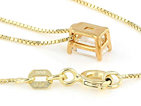White Lab-Grown Diamond G SI2 14K Yellow Gold Over Sterling Silver Slide Pendant With Chain 0.50ct