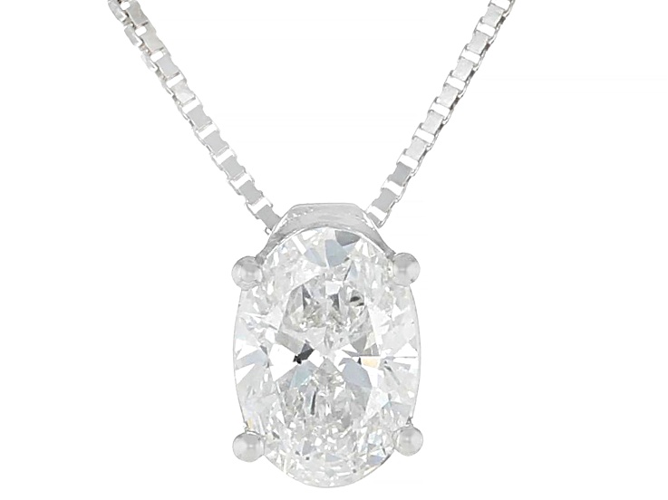 White Lab-Grown Diamond G SI2 Rhodium Over Sterling Silver Slide Pendant With Chain 0.50ct