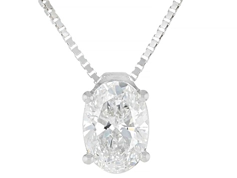 White Lab-Grown Diamond G SI2 Rhodium Over Sterling Silver Slide Pendant With Chain 0.50ct