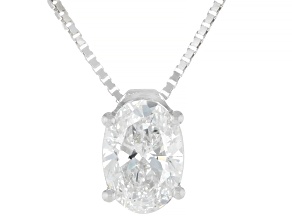 White Lab-Grown Diamond G SI2 Rhodium Over Sterling Silver Slide Pendant With Chain 0.50ct