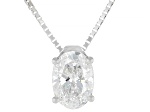 White Lab-Grown Diamond G SI2 Rhodium Over Sterling Silver Slide Pendant With Chain 0.50ct
