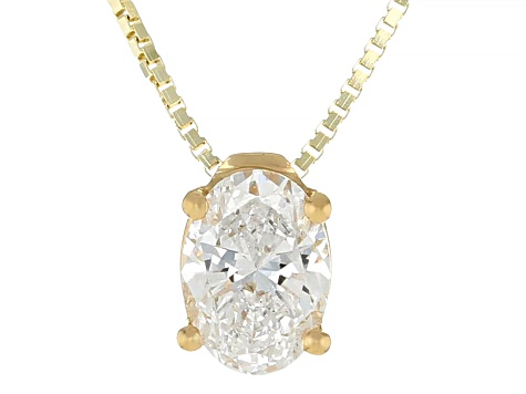 White Lab-Grown Diamond G SI2 14K Yellow Gold Over Sterling Silver Slide Pendant With Chain 0.50ct
