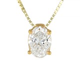 White Lab-Grown Diamond G SI2 14K Yellow Gold Over Sterling Silver Slide Pendant With Chain 0.50ct