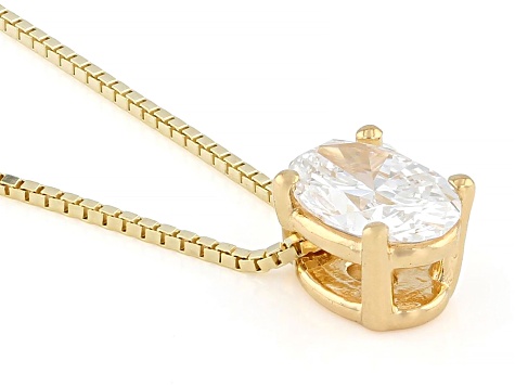 White Lab-Grown Diamond G SI2 14K Yellow Gold Over Sterling Silver Slide Pendant With Chain 0.50ct