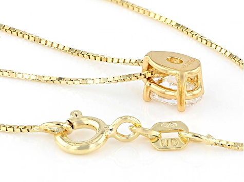 White Lab-Grown Diamond G SI2 14K Yellow Gold Over Sterling Silver Slide Pendant With Chain 0.50ct