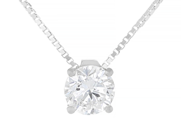 White Lab-Grown Diamond G SI2 Rhodium Over Sterling Silver Slide Pendant With Chain 0.50ct