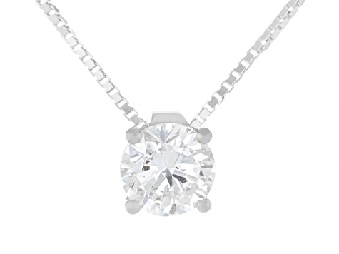 White Lab-Grown Diamond G SI2 Rhodium Over Sterling Silver Slide Pendant With Chain 0.50ct