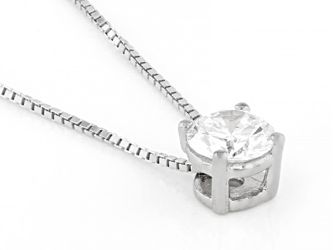 White Lab-Grown Diamond G SI2 Rhodium Over Sterling Silver Slide Pendant With Chain 0.50ct