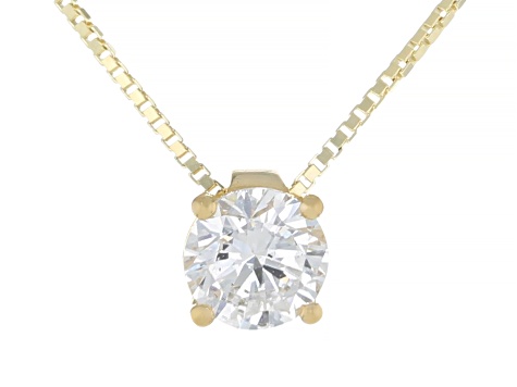White Lab-Grown Diamond G SI2 14K Yellow Gold Over Sterling Silver Slide Pendant With Chain 0.50ct