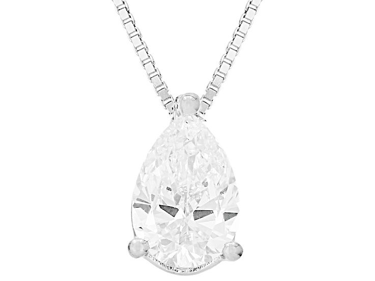 White Lab-Grown Diamond G SI2 Rhodium Over Sterling Silver Slide Pendant With Chain 1.00ct