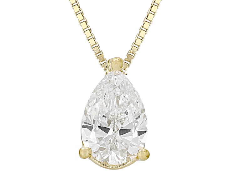 White Lab-Grown Diamond G SI2 14K Yellow Gold Over Sterling Silver Slide Pendant With Chain 1.00ct