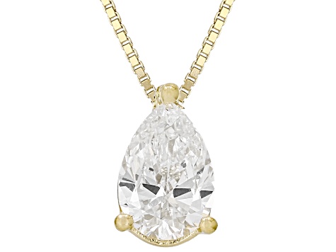White Lab-Grown Diamond G SI2 14K Yellow Gold Over Sterling Silver Slide Pendant With Chain 1.00ct