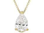 White Lab-Grown Diamond G SI2 14K Yellow Gold Over Sterling Silver Slide Pendant With Chain 1.00ct