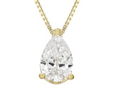 White Lab-Grown Diamond G SI2 14K Yellow Gold Over Sterling Silver Slide Pendant With Chain 1.00ct