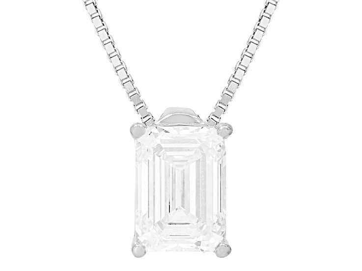 White Lab-Grown Diamond G SI2 Rhodium Over Sterling Silver Slide Pendant With Chain 1.00ct