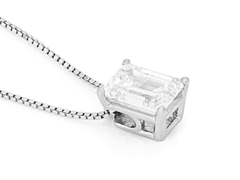 White Lab-Grown Diamond G SI2 Rhodium Over Sterling Silver Slide Pendant With Chain 1.00ct
