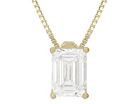 White Lab-Grown Diamond G SI2 14K Yellow Gold Over Sterling Silver Slide Pendant With Chain 1.00ct