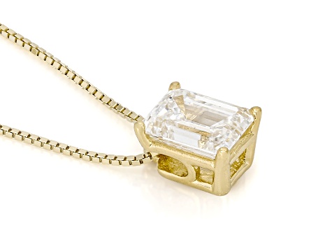 White Lab-Grown Diamond G SI2 14K Yellow Gold Over Sterling Silver Slide Pendant With Chain 1.00ct