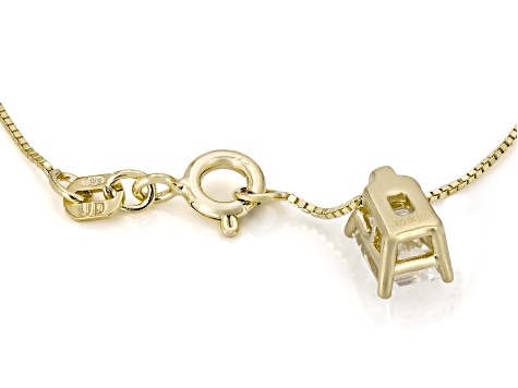 White Lab-Grown Diamond G SI2 14K Yellow Gold Over Sterling Silver Slide Pendant With Chain 1.00ct