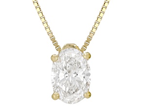 White Lab-Grown Diamond G SI2 14K Yellow Gold Over Sterling Silver Slide Pendant With Chain 1.00ct
