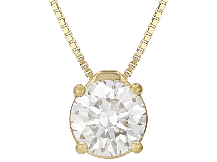 White Lab-Grown Diamond G SI2 14K Yellow Gold Over Sterling Silver Slide Pendant With Chain 1.00ct
