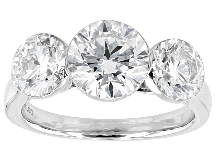 White Lab-Grown Floating Diamond G VS2 10K White Gold Solitaire Ring 4.00ctw