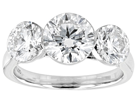 White Lab-Grown Floating Diamond G VS2 10K White Gold Solitaire Ring 4.00ctw