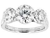 White Lab-Grown Floating Diamond G VS2 10K White Gold Solitaire Ring 4.00ctw