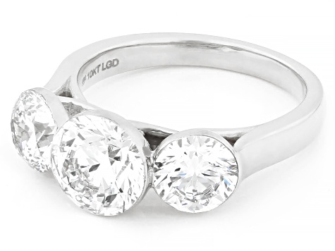 White Lab-Grown Floating Diamond G VS2 10K White Gold Solitaire Ring 4.00ctw