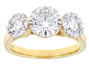 White Lab-Grown Floating Diamond G VS2 10K Yellow Gold Solitaire Ring 4.00ctw