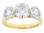 White Lab-Grown Floating Diamond G VS2 10K Yellow Gold Solitaire Ring 4.00ctw