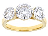 White Lab-Grown Floating Diamond G VS2 10K Yellow Gold Solitaire Ring 4.00ctw
