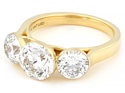 White Lab-Grown Floating Diamond G VS2 10K Yellow Gold Solitaire Ring 4.00ctw