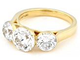White Lab-Grown Floating Diamond G VS2 10K Yellow Gold Solitaire Ring 4.00ctw