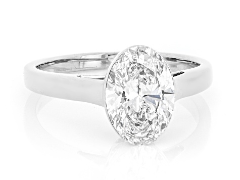 White Lab-Grown Floating Diamond G VS2 10K White Gold Solitaire Ring 2.00ct
